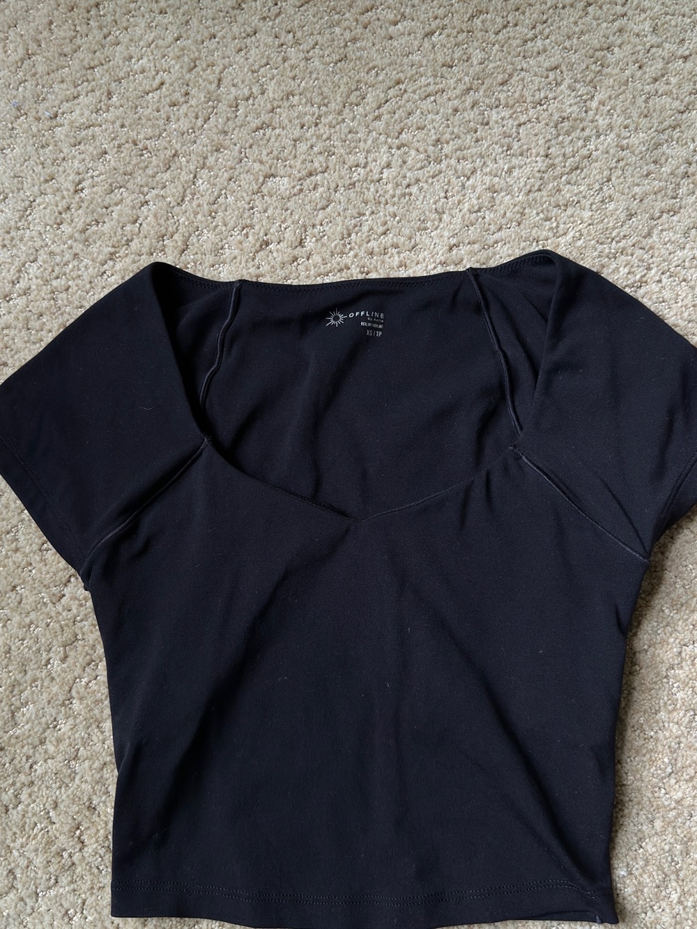 Offline by Aerie Black Scoop NeckTop